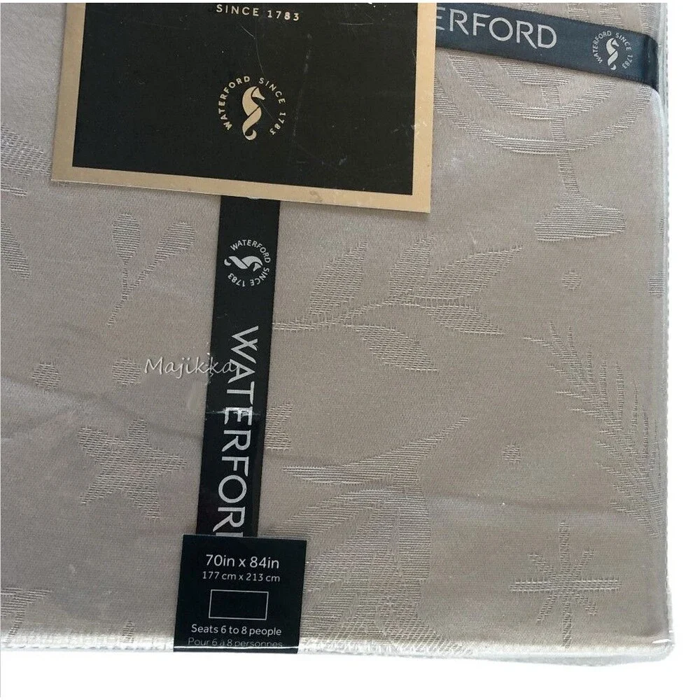 Waterford Luxury Tablecloth Gray Hanukkah Menorah Star Festival of Lights 70x84